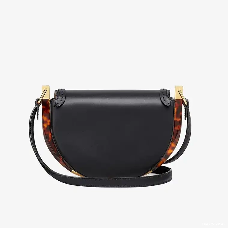 Cheap Leather Bag Logo Black Fendi In Moonlight ROMA Calf 0414 HOT SALE